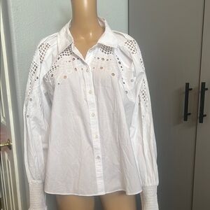VERONICA BEARD White Eyelet Women's Top SIZE 16